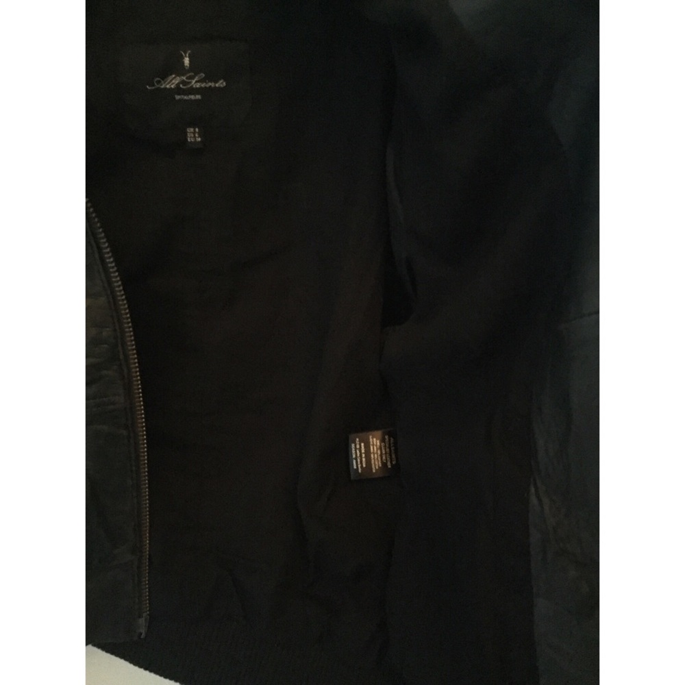 All Saints Black Leather Zip-Up Jacket - Picture 7 of 8